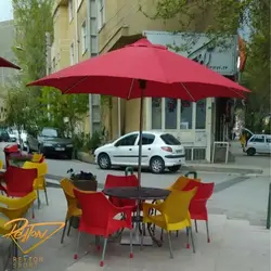 چتر پایه وسط مدل مدیترانه استیل و چوبی