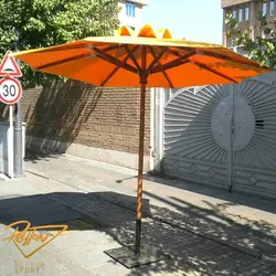 چتر پایه وسط مدل مدیترانه استیل و چوبی