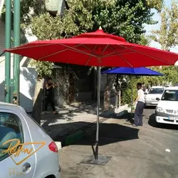 چتر پایه وسط مدل مدیترانه استیل و چوبی