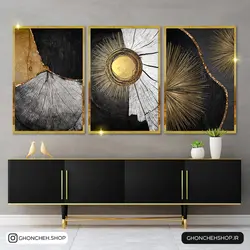 تابلو سه تکه انتراعی مدرن کد 0373