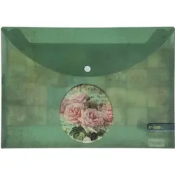 پوشه دکمه دار کلیپس طرح کلاژ گل