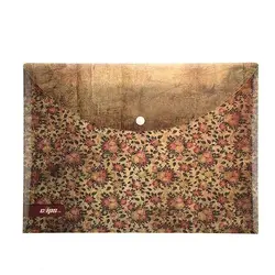 پوشه دکمه دار کلیپس طرح گل رز زمینه کرم