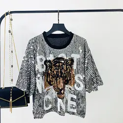 بلوز زنانه دخترانه پولک دوزی شده