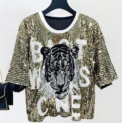 بلوز زنانه دخترانه پولک دوزی شده