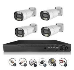 پک کامل دوربین مداربسته دید در شب رنگی ۲ مگا پیکسل ۴ تایی