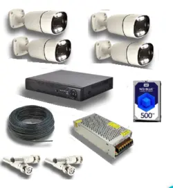 پکیج کامل 4 دوربین مداربسته دید در شب رنگی 2 مگاپیکسل WARM LIGHT ا CCTV AHD PACKAGE 4ch WarmLight
