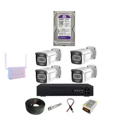 پکیج دوربین مداربسته ۴ عددی 5 مگاپیکسل مناسب برای باغ و کارخانه ها + مودم سیم کارتی