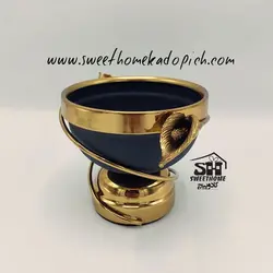 ظروف پذیرایی فلزی گل لیلیوم مشکی-طلایی
