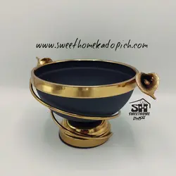 ظروف پذیرایی فلزی گل لیلیوم مشکی-طلایی