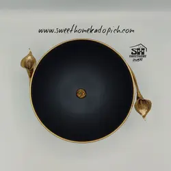 ظروف پذیرایی فلزی گل لیلیوم مشکی-طلایی