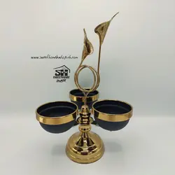 ظروف پذیرایی فلزی گل لیلیوم مشکی-طلایی