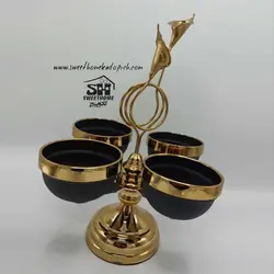 ظروف پذیرایی فلزی گل لیلیوم مشکی-طلایی