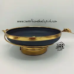 ظروف پذیرایی فلزی گل لیلیوم مشکی-طلایی