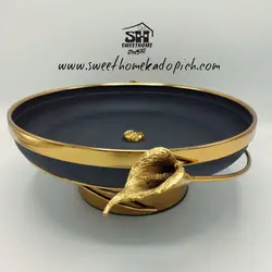 ظروف پذیرایی فلزی گل لیلیوم مشکی-طلایی