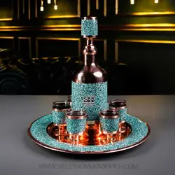 سرویس شربت‌خوری مینیاتوری فیروزه‌کوبی