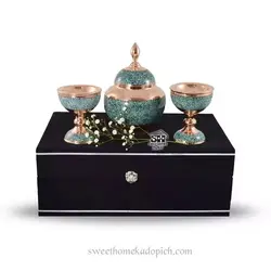 پک قندان فیروزه کوبی باکس دار