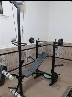 پکیج بدنسازی تکو 42 خانگی (میز 42کاره+میله هالتر+30کیلو وزنه)