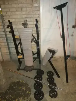 پکیج بدنسازی تکو 42 خانگی (میز 42کاره+میله هالتر+30کیلو وزنه)