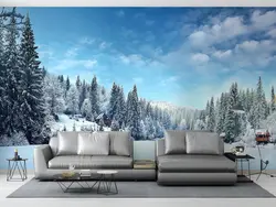 پوستر دیواری طبیعت برفی و زمستانی W10116800 - خرید با قیمت مناسب - والینو