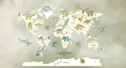 پوستر دیواری کودک نقشه دایناسور W10149400 - خرید با قیمت مناسب - والینو