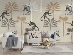 کاغذ دیواری طرح میمون و درخت W10187500 - خرید با قیمت مناسب - والینو