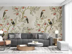 کاغذ دیواری طرح برگ و پرنده W10187000 - خرید با قیمت مناسب - والینو