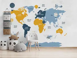 پوستر دیواری نقشه جهان کودک W10189200 - خرید با قیمت مناسب - والینو