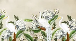 کاغذ دیواری گل و طاووس W10190600 - خرید با قیمت مناسب - والینو