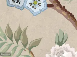 کاغذ دیواری طاووس و گل ژاپنی W10250200 - خرید با قیمت مناسب - والینو