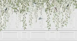 پوستر دیواری طرح گچبری و برگ W12013830 - خرید با بهترین قیمت - والینو