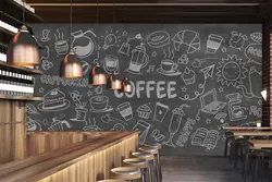 پوستر دیواری کافی شاپ قهوه W10044210 - خرید با بهترین قیمت - والینو