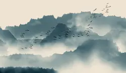 پوستر دیواری هنری منظره جنگل و پرنده W10010300 - خرید با بهترین قیمت - والینو