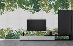 پوستر دیواری طرح برگ و بتن W10045400 - خرید با بهترین قیمت - والینو