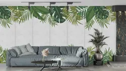 پوستر دیواری طرح برگ و بتن W10045400 - خرید با بهترین قیمت - والینو