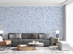 پوستر دیواری طرح برگ بزرگ با رنگ زمینه ی آبی روشن W12110730 - خرید با بهترین قیمت - والینو