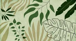 پوستر دیواری طرح برگ بزرگ با رنگ زمینه ی سبز W12110610 - خرید با بهترین قیمت - والینو