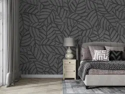 پوستر دیواری طرح برگ بزرگ با رنگ زمینه ی طوسی تیره W12110710 - خرید با بهترین قیمت - والینو