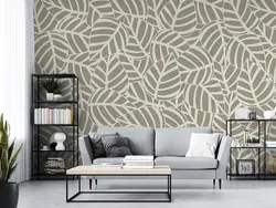 پوستر دیواری طرح برگ بزرگ با رنگ زمینه ی طوسی روشن W12110720 - خرید با بهترین قیمت - والینو