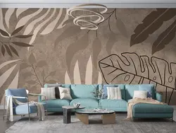 پوستر دیواری طرح برگ بزرگ با رنگ زمینه ی کرم W12110630 - خرید با بهترین قیمت - والینو