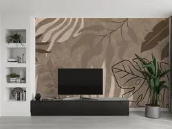 پوستر دیواری طرح برگ بزرگ با رنگ زمینه ی کرم W12110630 - خرید با بهترین قیمت - والینو