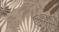 پوستر دیواری طرح برگ بزرگ با رنگ زمینه ی کرم W12110630 - خرید با بهترین قیمت - والینو