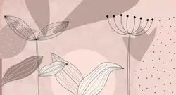 پوستر دیواری طرح برگ بزرگ با رنگ زمینه ی کرم W12110810 - خرید با بهترین قیمت - والینو