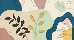 پوستر دیواری طرح برگ شاخه ای با رنگ زمینه ی کرم W12110400 - خرید با بهترین قیمت - والینو