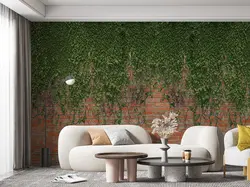 پوستر دیواری طرح دیوار آجری و برگ W12013200 - خرید با بهترین قیمت - والینو