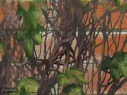 پوستر دیواری طرح دیوار آجری و برگ W12013200 - خرید با بهترین قیمت - والینو