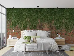 پوستر دیواری طرح دیوار آجری و برگ W12013200 - خرید با بهترین قیمت - والینو