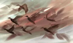 پوستر دیواری طرح پرنده آبرنگی W10052610 - خرید با بهترین قیمت - والینو