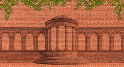 پوستر دیواری طرح ساختمان روی دیوار آجری W12013300 - خرید با بهترین قیمت - والینو