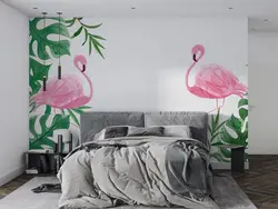 پوستر دیواری طرح فلامینگو و برگ W12020410 - خرید با بهترین قیمت - والینو