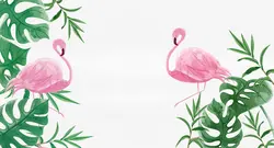 پوستر دیواری طرح فلامینگو و برگ W12020410 - خرید با بهترین قیمت - والینو